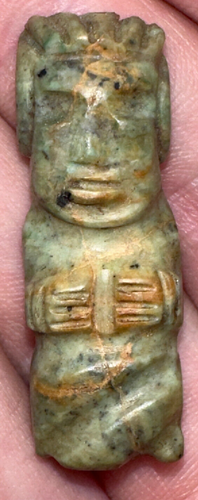 Small Hand Carved Mayan Jade Totem Stone Effigy Sculpture Crested Headdress - Picture 3 of 17