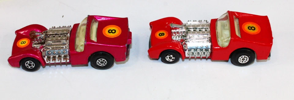 2 Matchbox Superfast No. 19 Road Dragster Lesney Red Purple 1970 Box - Image 4 of 4