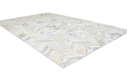 5X8 Rug Leather Off-White Modern Hand Woven Scandinavian Chevron Room Size - Picture 5 of 9