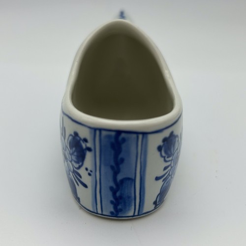 Zapato pequeño Klomp de porcelana holandesa Royal Delft vintage azul/blanco firmado 1972 - Imagen 4 de 8