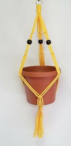 MACRAME PFLANZENAUFHÄNGER 20 Zoll FREUNDSCHAFT mit Perlen - WÄHLEN SIE KORDELFARBE - Bild 11 von 16