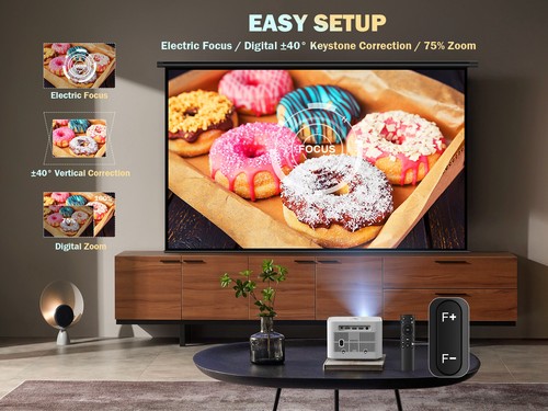 Mini Projector 300 ANSI 1080P 5G WiFi Bluetooth Video Home Theater 4K Support - Picture 4 of 17