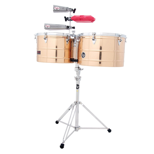 LP LATIN PERCUSSION PRESTIGE BRONZE THUNDER 15" & 16" TIMBALE SET & STAND LP1516
