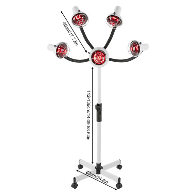 5 Head Salon Infrared Heat Lamp, Adjusting Height Styling Perming Dryer 750W