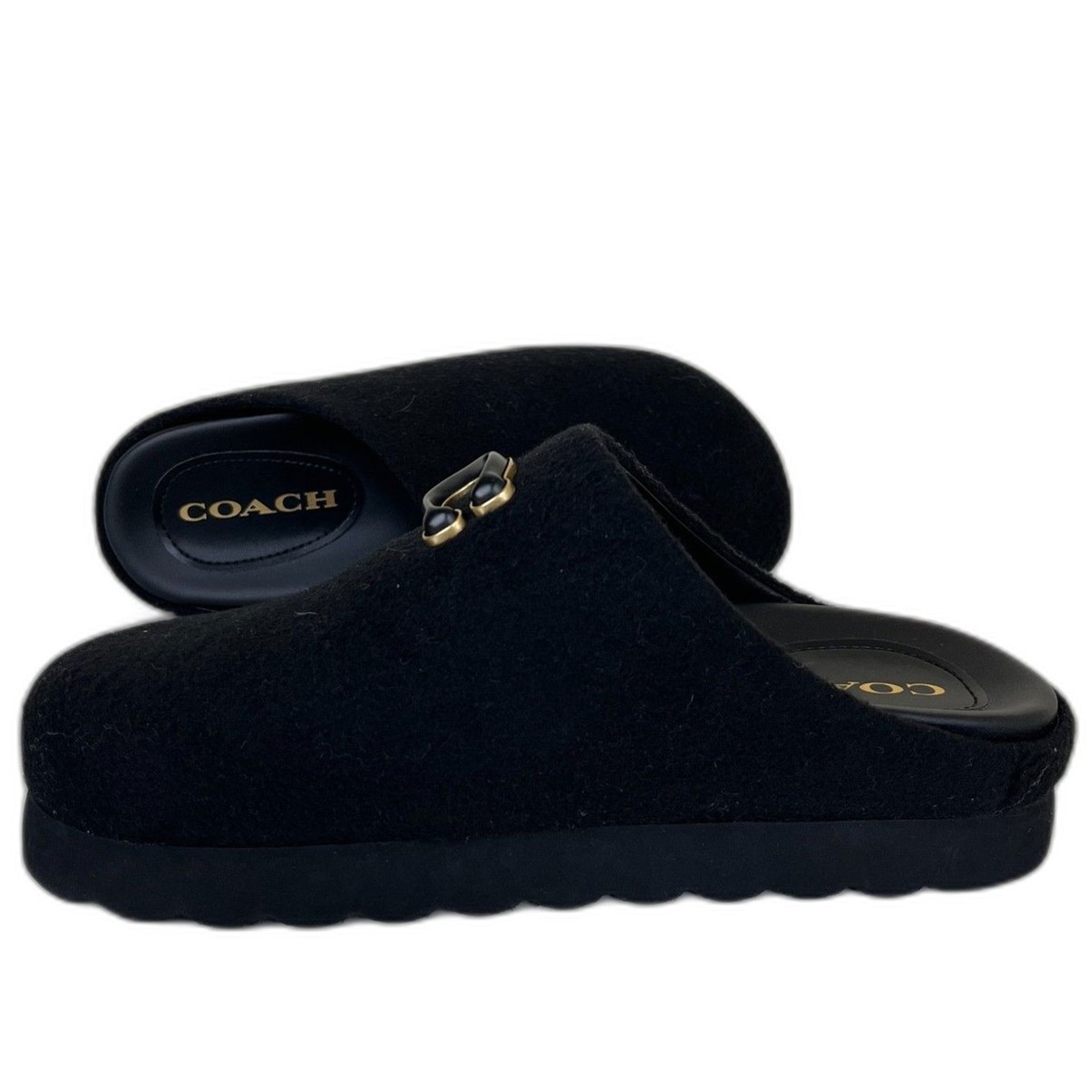 Coach Women's Size 6B Black Hadley Monogram Felt Slip On Coach Women's Size 6B Black Hadley Monogram Felt Slip On