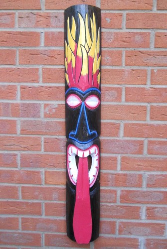 NEW DESIGN Carving Wooden TIKI MASK Large 100 cm Wall Decoration Multicoloured - Picture 15 of 19