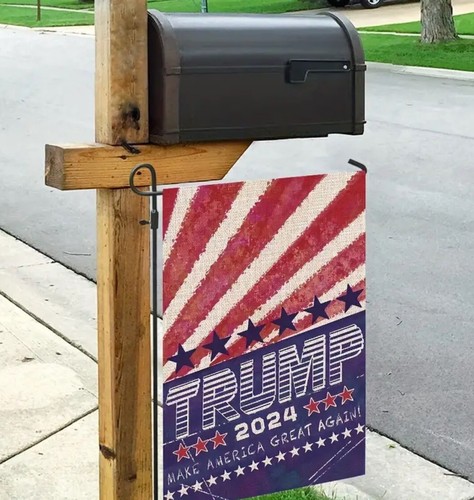 Trump 2024 Double Sided Garden Flag Banner-Make America Great Again-with Pole - Picture 6 of 12