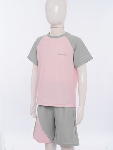 Kids Boys Quick-Dry Sports Suit Tracksuit Short Sleeve T-shirt with Shorts Set - Picture 21 of 47
