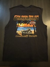 Harley Davidson Golden Isles Georgia Sleeveless Shirt Made in USA Large Vintage
