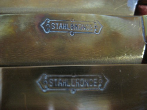 Jugendstil Obstmesser Stahl Bronze Shabby alt antik mit Etui TOPTEIL !!! - Bild 4 von 5