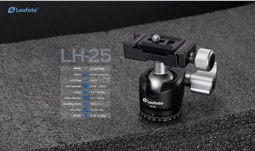 Leofoto LH-25 Tripod Head for Camera Low Profile Ball Head w Quick Release Plate - Picture 4 of 9
