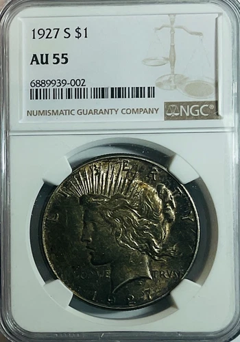 1927 S Peace Dollar NGC AU-55 - Toned - Very Nice Coin