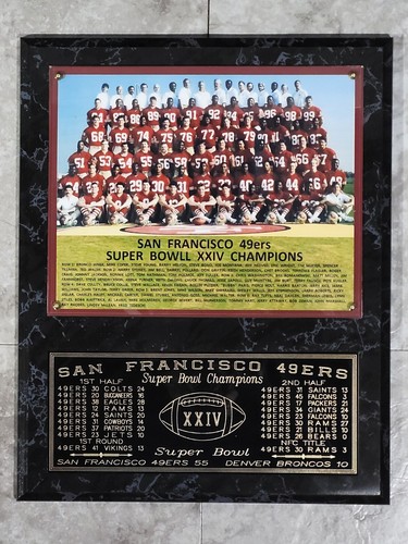 San Francisco 49ers Super Bowl XXIV Champions 12" x 15" Plaque 24 - Picture 2 of 5