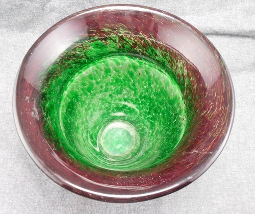 Czech Green & Brown glass vase Art Glass Heavy LARGE - Picture 9 of 9