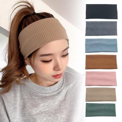 Pure Knitted headband Unisex Wide Side Sport Headband Elastic Sweatband J1C6