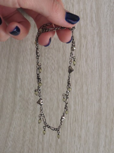 VTG Sterling Silver 925 Figaro Chain Heart Beads Silver Dangle Bracelet 8.75-12" - Picture 6 of 16