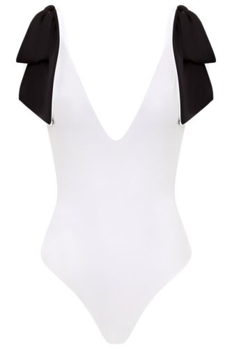 Black & White Reversible Color American Lady One Piece Swimsuit - Picture 3 of 11
