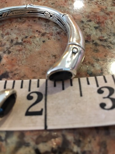 $890 John Hardy Batu Bamboo Kick Cuff Bracelet Sterling Silver Chalcedony, Box - Picture 6 of 11