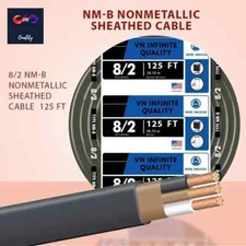 8/2 ROMEX STR CU, BLACK 125ft SHIPS SAME DAY!