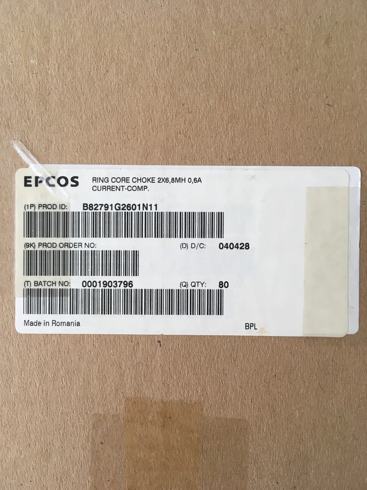 80 pcs - B82791-G2601 - EPCOS - Common Mode Chokes Dual 6.8mH 10kHz 600mA - Image 3 of 3