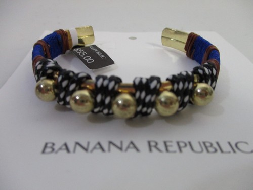 Banana Republic marineblau braun schwarz weiß umwickelt Kugel Manschette Armband neu mit Etikett $ 55,00 - Bild 7 von 10