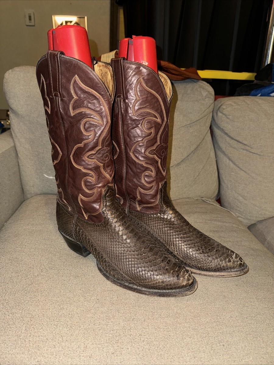 Nocona Boots 8.5 EE Mens Brown Leather Western Snakeskin Cowboy | eBay