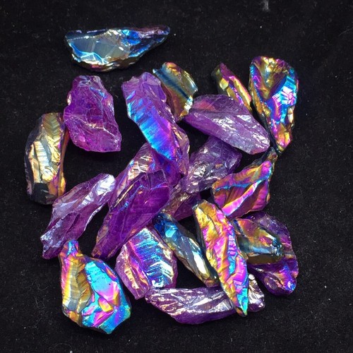 A Lot Titanium Rainbow Aura Natural Lemurian Quartz Crystal Point Healing 100g - Picture 6 of 8