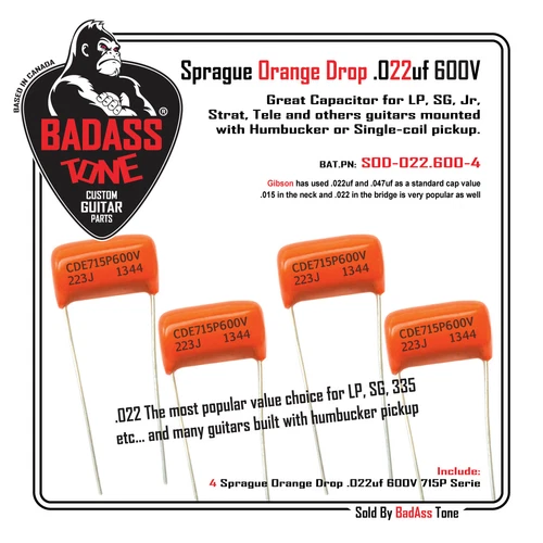 .022uf - 600V Sprague Orange Drop 715P Series - Guitar tone cap - Qty (4)