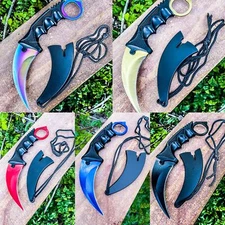 7.5" Tactical Karambit Combat Hunting Throwing Knife Fixed Blade Hard Sheath Par