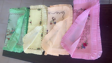 Vintage Handmade Embroidered Cushion Covers Floral Satin 4 Colors NOS