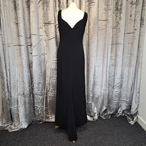 Ariellu Maxi Abendkleid schwarz rot Borte 10 12 tailliert Vintage - Bild 10 von 12