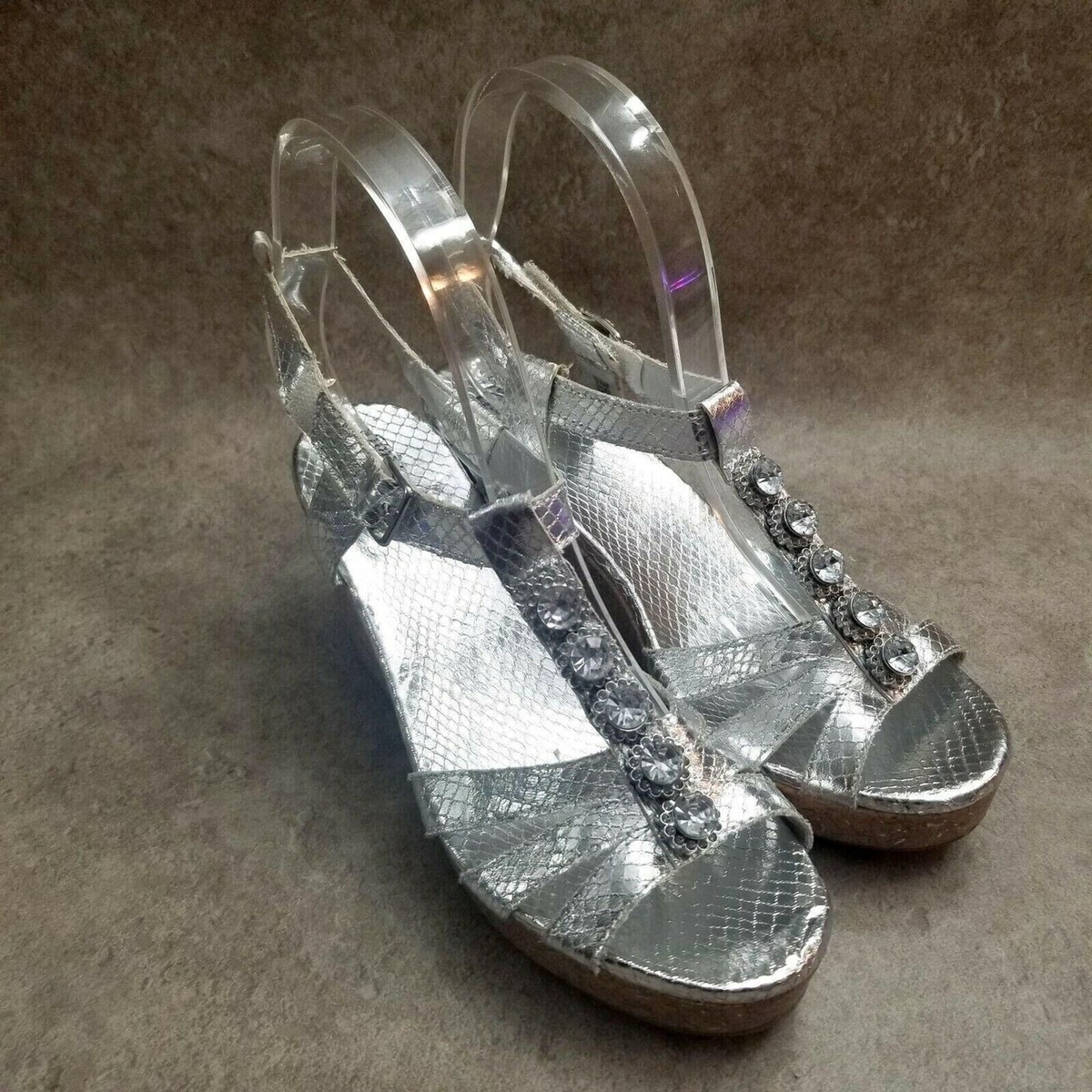 Faded Glory Womens 551700974 Size 4 Silver Slingback 3\