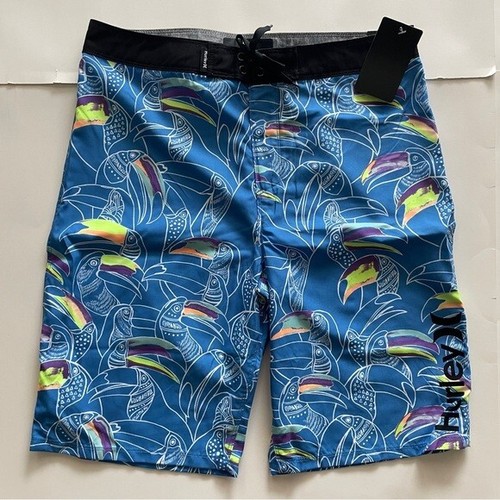 Hurley Youth Blue Toucan Print Board Swim Shorts Boys Size 20 NWT - Picture 2 of 5