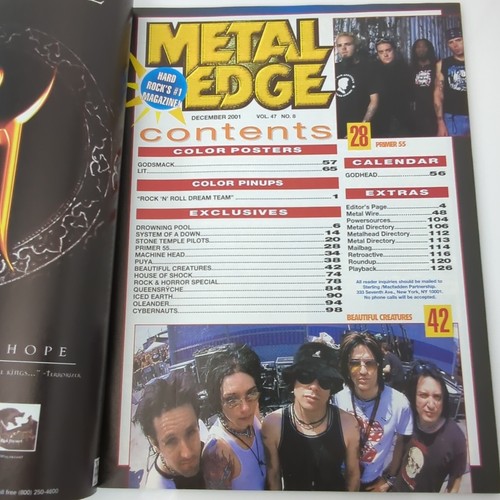 Metal Edge Magazine December 2001 Drowning Pool System Of A Down With Posters - Picture 2 of 7