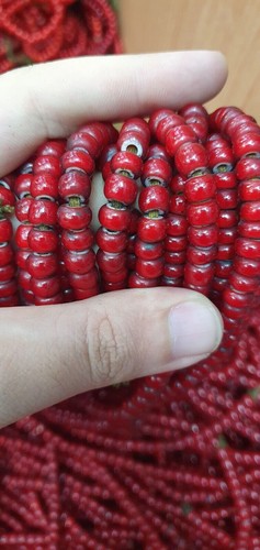 AA Antique Venetian White Heart Trade Beads 7mm - Picture 7 of 11