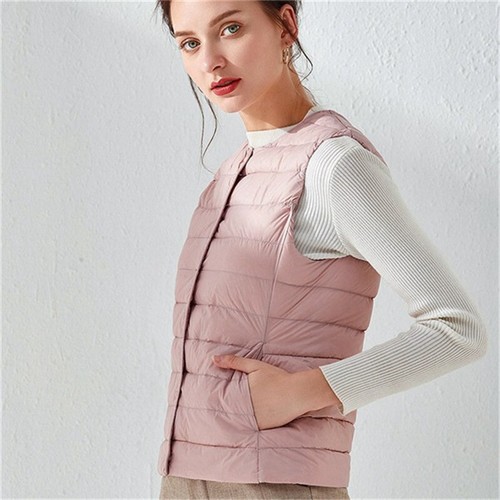 Portable Coat Autumn Slim Vest Short Down Neckless Women Lightweight Fit Winter - Picture 8 of 26