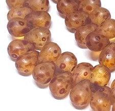 50 Czech Frosted Sea Glass Teardrop Beads -Matte Crystal Picasso 6x4mm