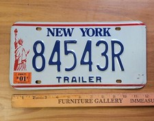 Vintage New York State TRAILER License Plate Statue of Liberty Tag # 84543R