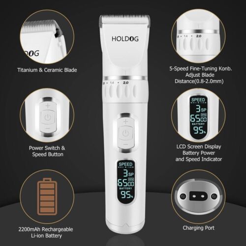 Cordless Dog Clippers 3 Speed Low Noise Pet Grooming Tools for Small Large AU - Picture 2 of 7