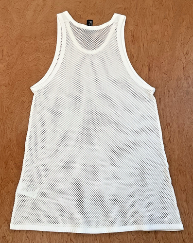 H&M Tank Herren XL weiß Strick offen Mesh transparent Baumwolle Jersey Shirt - Bild 6 von 10