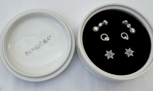 Authentic Pandora Let It Snow Stud & Dangle Earrings Gift Set B800706 - Picture 4 of 5