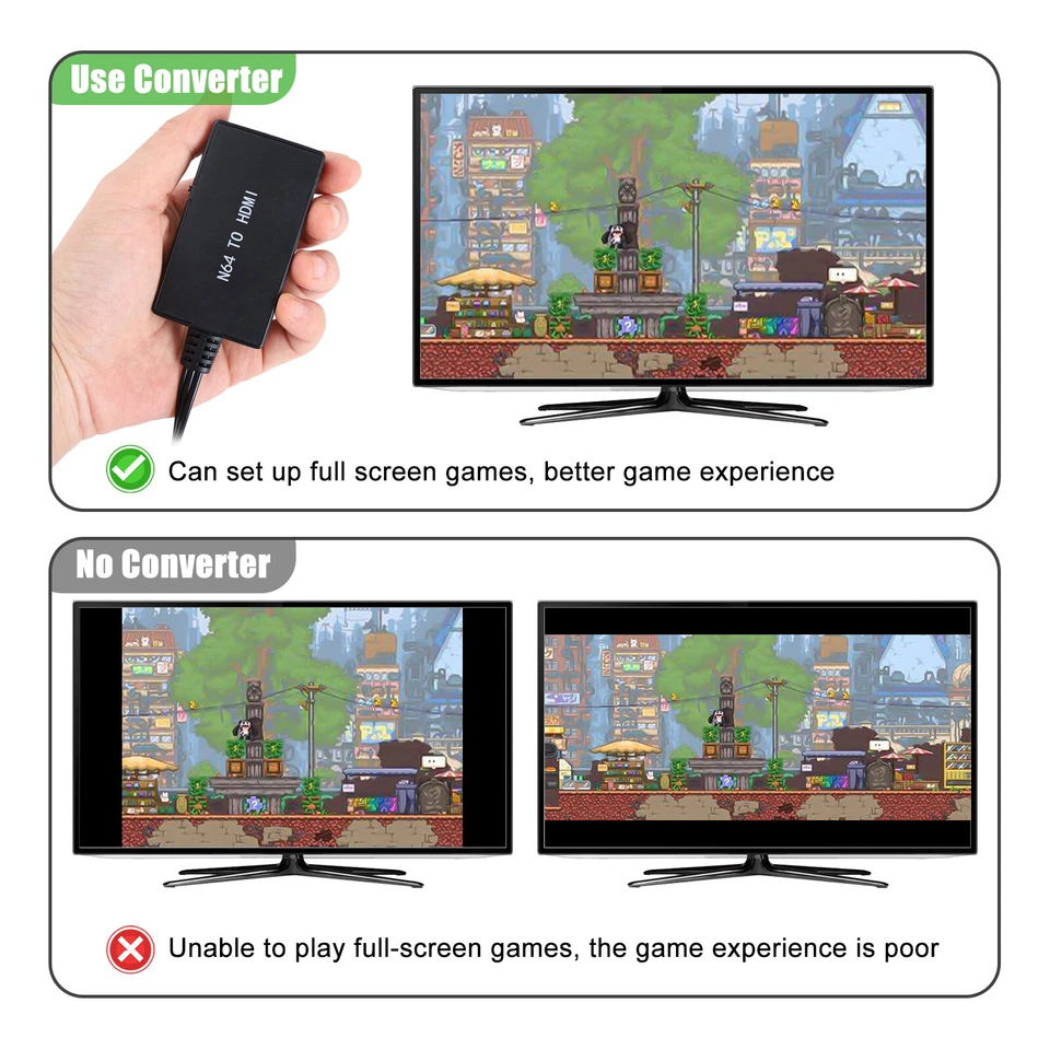 N64 To HDMI Converter Adapter HD Cable For Nintendo Gamecube NES SNES N64 Series - Image 3 of 4