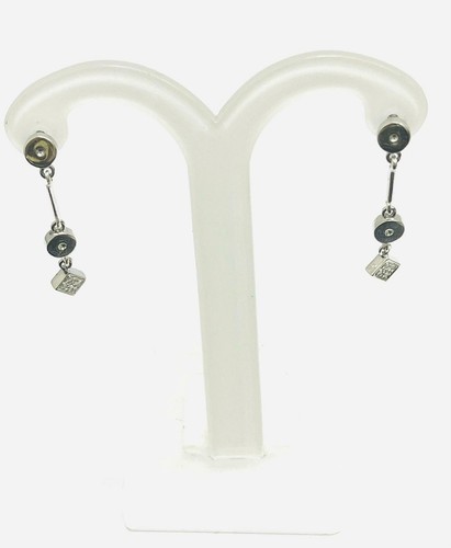 Orecchini Pendenti 0.04 Ct Diamanti In Oro Bianco 18 Kt - Imagen 2 de 10