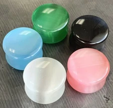 PAIR Marble Cat Eye Stone Plugs Gauges choose Blue, White, Pink, Green or Black