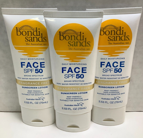 Bondi Sands Fragrance Free Sunscreen Daily Face Lotion SPF 50 - 2.53oz- lot of 3 - 第 2/5 張圖片