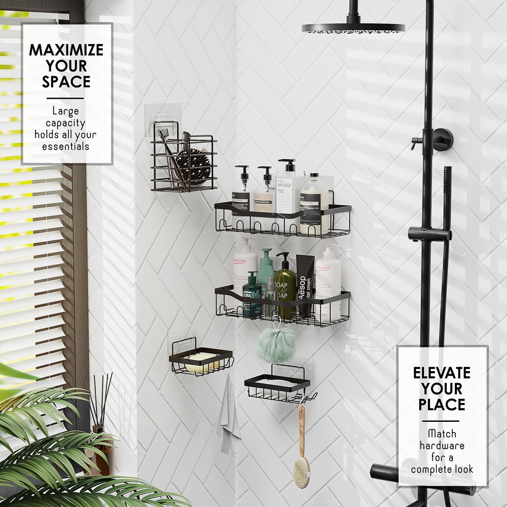 Adhesive Shower Caddy Organizer for Bathroom Storage Space