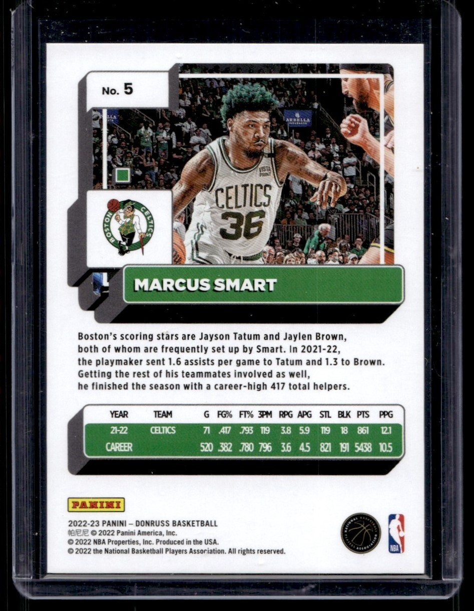 2022-23 Donruss Choice Gold Marcus Smart /10 Boston Celtics #5 - Photo 2 sur 2