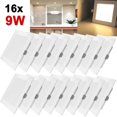 16X 9W LED Panel Ceiling Lights Recessed Down Lamp Warm White Kitchen Fixtures 