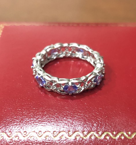 14k Weißgold Tansanit Diamant Ewigkeit Versprechen Hochzeit 585 Band Set Ring 6 - Bild 9 von 11