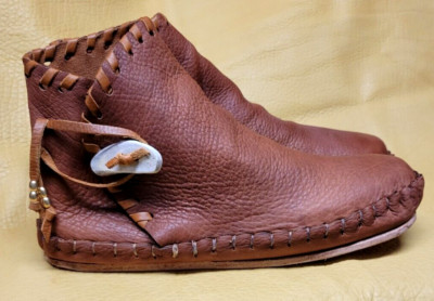 Buffalo Men's size 12 Brown Moccasins indian Leather Pueblo Style Handmade